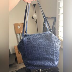 Bottega Veneta Intrecciato Leather Shoulder Bag – Blue, Excellent Condition